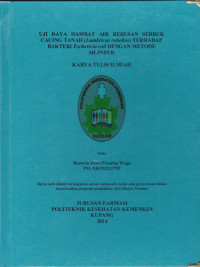 Uji daya hambat air rebusan serbuk cacing tanah (Lumbricus rubellus) terhadap bakteri Escheria coli dengan metode silinder