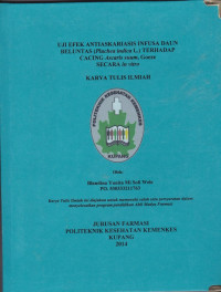 Uji efek antiaskariasis infusa daun beluntas (Pluchea indica L.) terhadap cacing Ascaris suum, Goeze secata in vitro